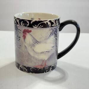 Rooster Coffee Cup Artwork by Susan Winget Daylight Lang Farmhouse Black Blue